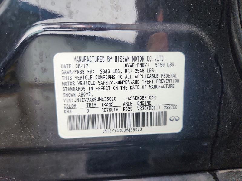 59166196 :رقم المزاد ، JN1EV7AR6JM435020 vin ، 2018 Infiniti Q50 مزاد بيع