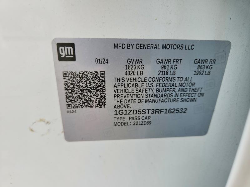 Aukcja sprzedaży 2024 Chevrolet Malibu, vin: 1G1ZD5ST3RF162532, numer aukcji: 61536016