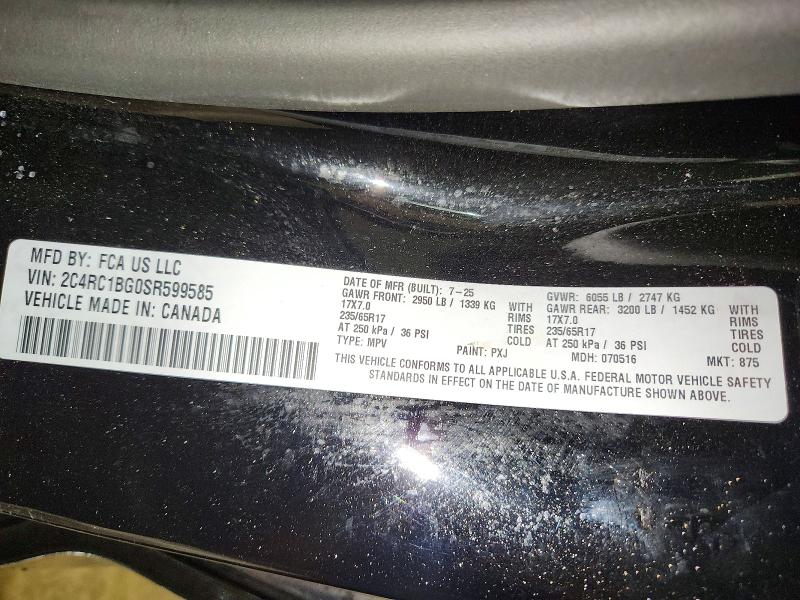 Aukcja sprzedaży 2025 Chrysler Pacifica, vin: 2C4RC1BG0SR599585, numer aukcji: 59771046