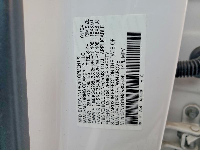 Продаж на аукціоні авто 2024 Honda Pilot, vin: 5FNYG1H48RB033449, номер лоту: 62488196