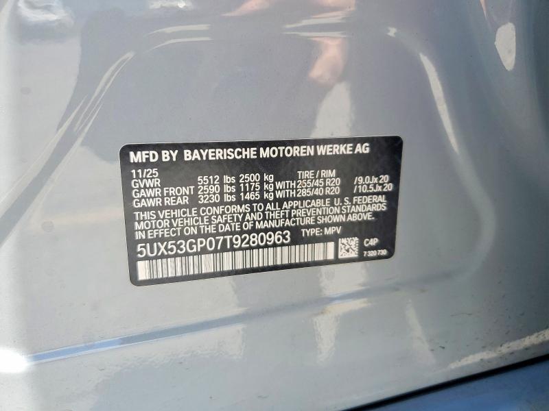 Продажа на аукционе авто 2026 Bmw X3, vin: 5UX53GP07T9280963, номер лота: 59612496