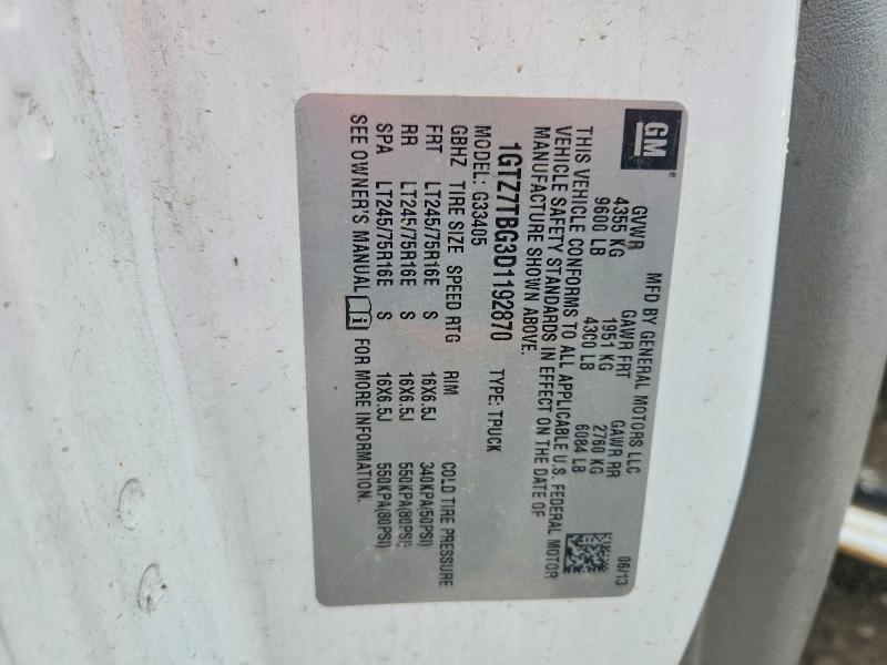 61594886 :رقم المزاد ، 1GTZ7TBG3D1192870 vin ، 2013 Gmc Savana مزاد بيع