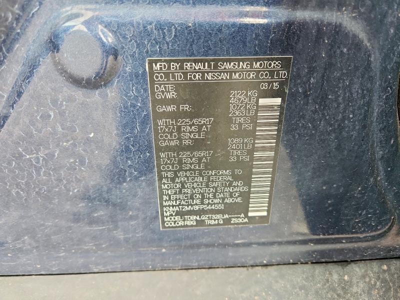 2015 Nissan Rogue მანქანა იყიდება აუქციონზე, vin: KNMAT2MV8FP544551, აუქციონის ნომერი: 62585676