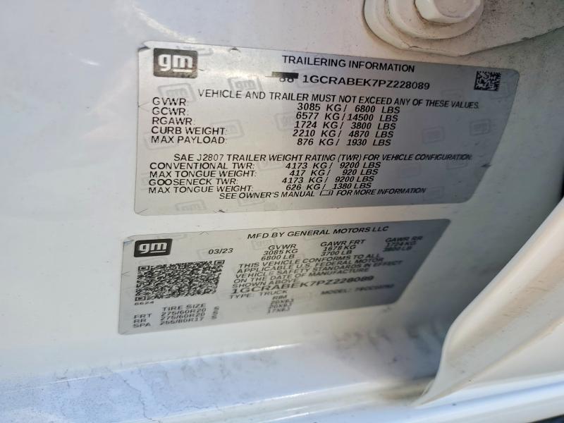 2023 Chevrolet Silverado მანქანა იყიდება აუქციონზე, vin: 1GCRABEK7PZ228089, აუქციონის ნომერი: 60517826
