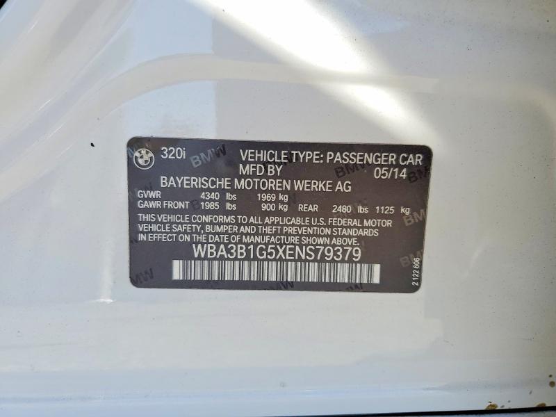 Продаж на аукціоні авто 2014 Bmw 320, vin: WBA3B1G5XENS79379, номер лоту: 60520456