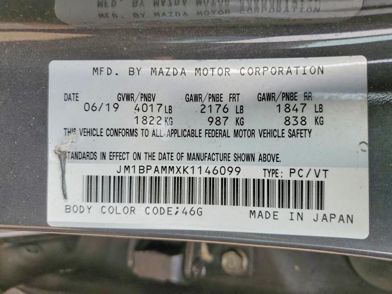 Продажа на аукционе авто 2019 Mazda 3, vin: JM1BPAMMXK1146099, номер лота: 61292266