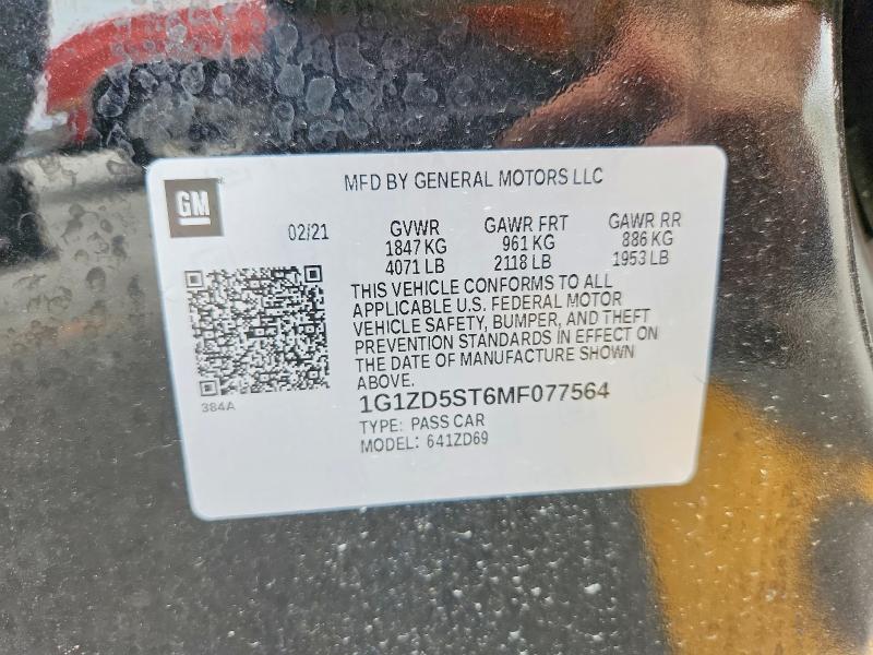 2021 Chevrolet Malibu მანქანა იყიდება აუქციონზე, vin: 1G1ZD5ST6MF077564, აუქციონის ნომერი: 61424796
