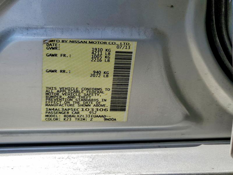 59150856 :رقم المزاد ، 1N4AL3AP5EC103306 vin ، 2014 Nissan Altima مزاد بيع