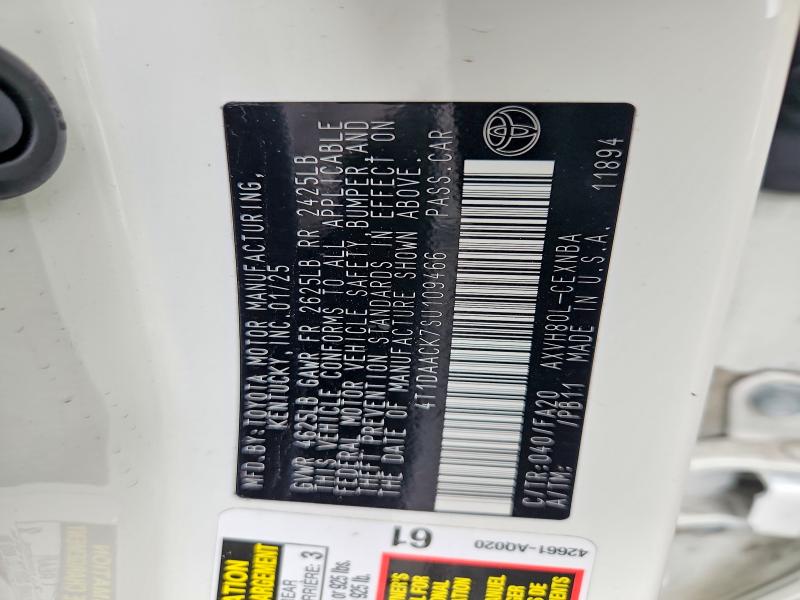 2025 Toyota Camry მანქანა იყიდება აუქციონზე, vin: 4T1DAACK7SU109466, აუქციონის ნომერი: 61247616