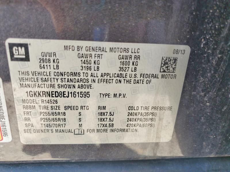 Aukcja sprzedaży 2014 Gmc Acadia, vin: 1GKKRNED8EJ161595, numer aukcji: 62238776