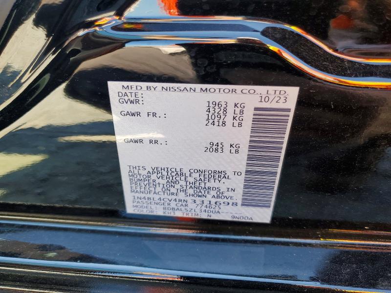 Продажа на аукционе авто 2024 Nissan Altima, vin: 1N4BL4CV4RN331698, номер лота: 60207236