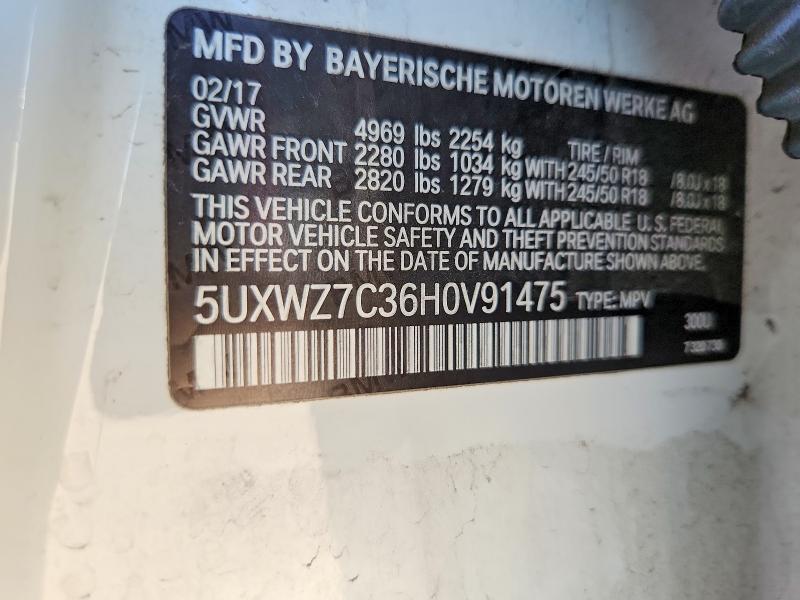 Продажа на аукционе авто 2017 Bmw X3, vin: 5UXWZ7C36H0V91475, номер лота: 61937166