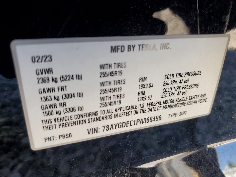 Продаж на аукціоні авто 2023 Tesla Model Y, vin: 7SAYGDEE1PA066496, номер лоту: 62700536