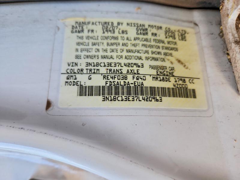 Aukcja sprzedaży 2007 Nissan Versa, vin: 3N1BC13E37L420963, numer aukcji: 60826996