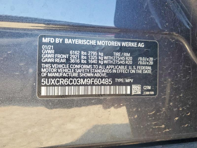 2021 Bmw X5 მანქანა იყიდება აუქციონზე, vin: 5UXCR6C03M9F60485, აუქციონის ნომერი: 59161076
