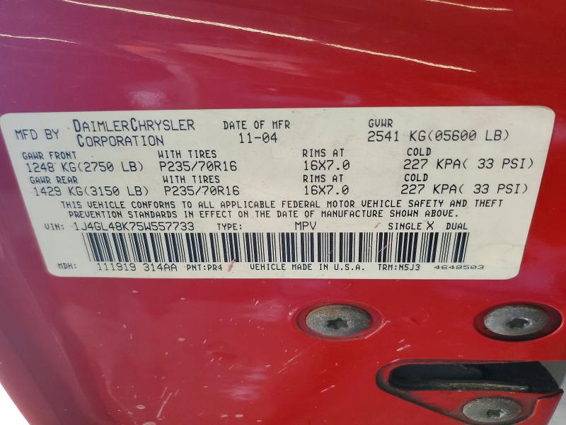 2005 Jeep Liberty მანქანა იყიდება აუქციონზე, vin: 1J4GL48K75W557733, აუქციონის ნომერი: 60649136