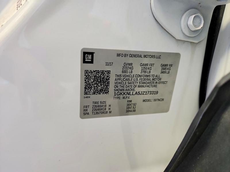 59657776 :رقم المزاد ، 1GKKNLLA5JZ173319 vin ، 2018 Gmc Acadia مزاد بيع