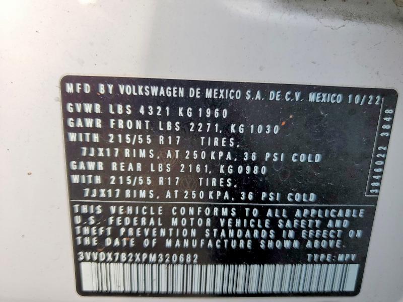 2023 Volkswagen Taos მანქანა იყიდება აუქციონზე, vin: 3VVDX7B2XPM320682, აუქციონის ნომერი: 60482246