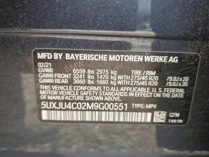 Продажа на аукционе авто 2021 Bmw X5, vin: 5UXJU4C02M9G00551, номер лота: 60208686