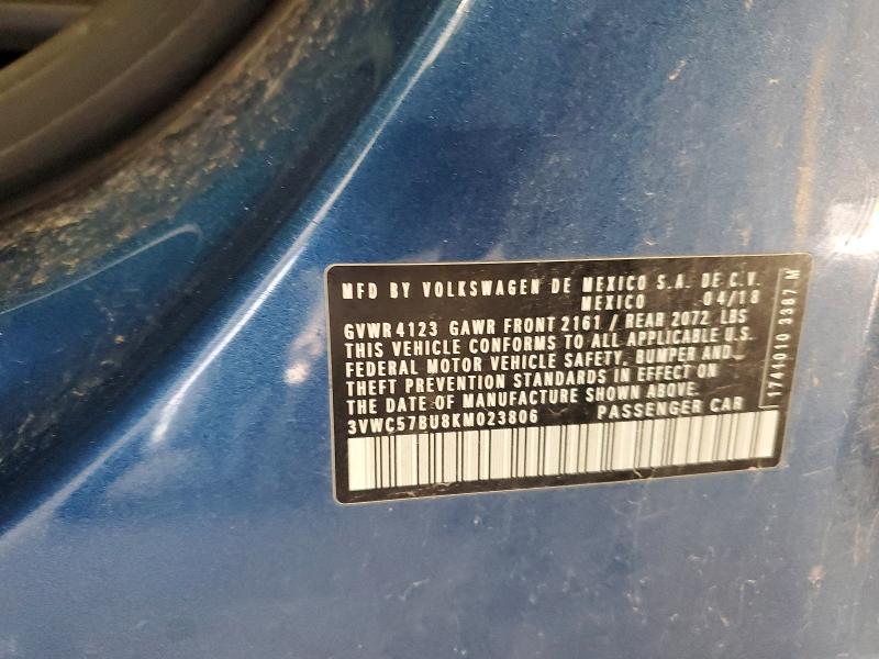 62932866 :رقم المزاد ، 3VWC57BU8KM023806 vin ، 2019 Volkswagen Jetta مزاد بيع
