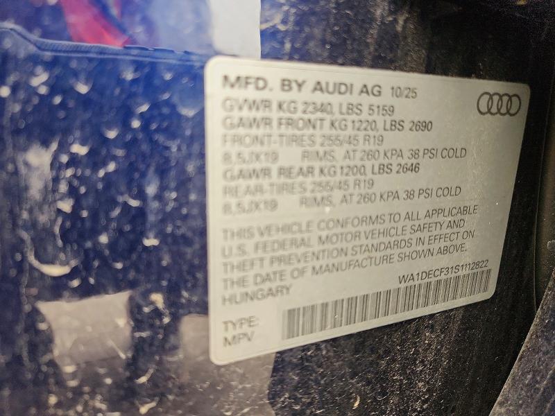 Продажа на аукционе авто 2025 Audi Q3, vin: WA1DECF31S1112822, номер лота: 61342926