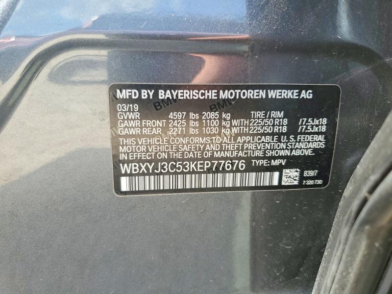 62841776 :رقم المزاد ، WBXYJ3C53KEP77676 vin ، 2019 Bmw X2 مزاد بيع