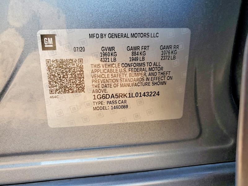 Aukcja sprzedaży 2020 Cadillac Ct4, vin: 1G6DA5RK1L0143224, numer aukcji: 60032246