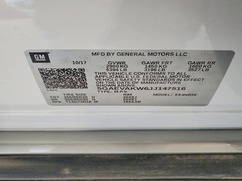 61555876 :رقم المزاد ، 5GAEVAKW6JJ147516 vin ، 2018 Buick Enclave مزاد بيع
