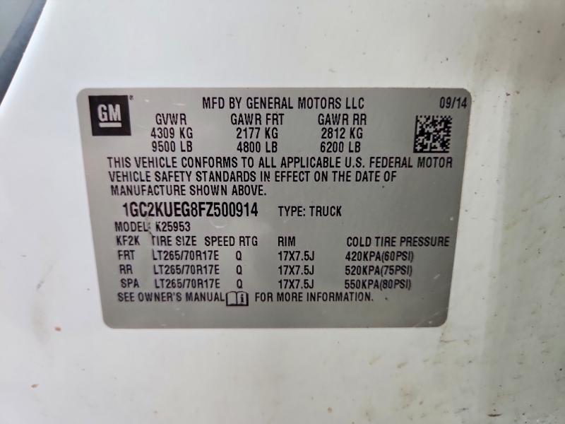 2015 Chevrolet Silverado მანქანა იყიდება აუქციონზე, vin: 1GC2KUEG8FZ500914, აუქციონის ნომერი: 59626146