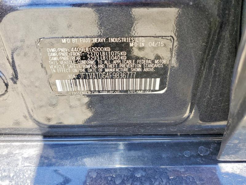 Продаж на аукціоні авто 2015 Subaru Wrx, vin: JF1VA1G64F9836777, номер лоту: 60613556