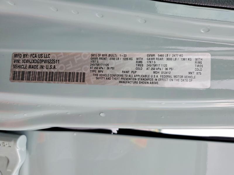 2023 Jeep Wrangler მანქანა იყიდება აუქციონზე, vin: 1C4HJXDG0PW622511, აუქციონის ნომერი: 62583826