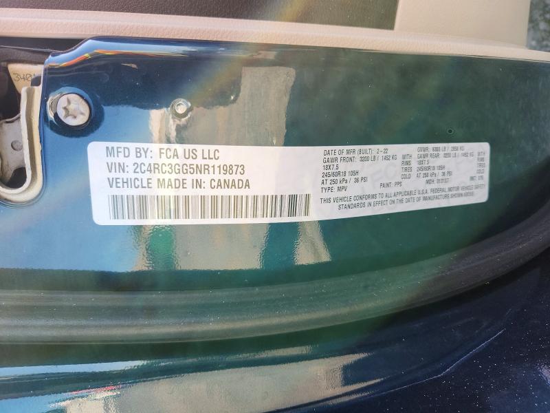 Aukcja sprzedaży 2022 Chrysler Pacifica, vin: 2C4RC3GG5NR119873, numer aukcji: 61354286