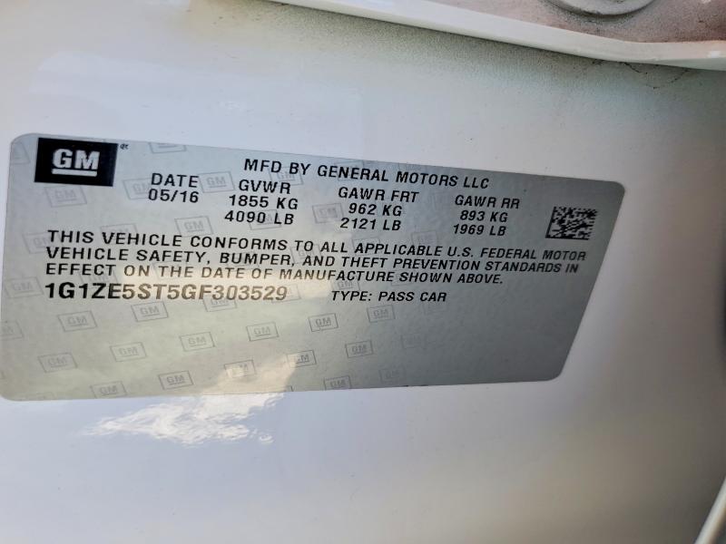 2016 Chevrolet Malibu მანქანა იყიდება აუქციონზე, vin: 1G1ZE5ST5GF303529, აუქციონის ნომერი: 62317916