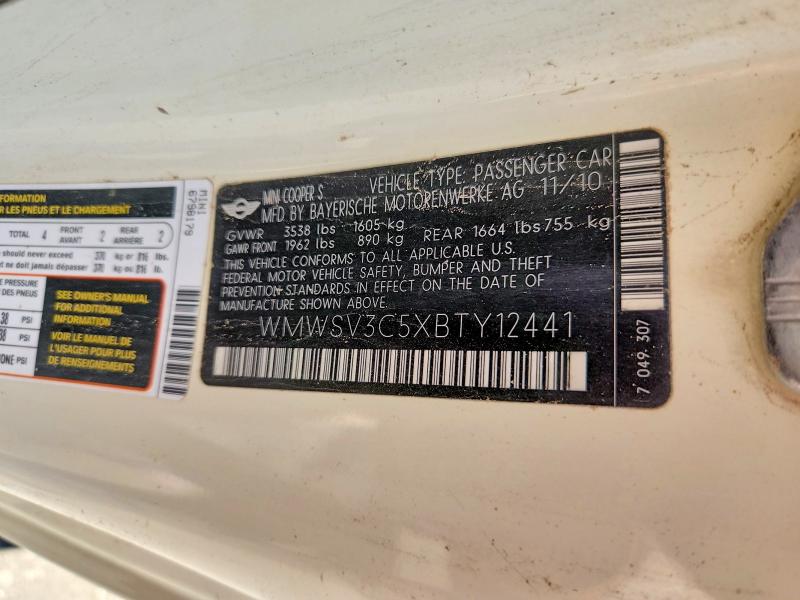 Продажа на аукционе авто 2011 Mini Cooper, vin: WMWSV3C5XBTY12441, номер лота: 63265526