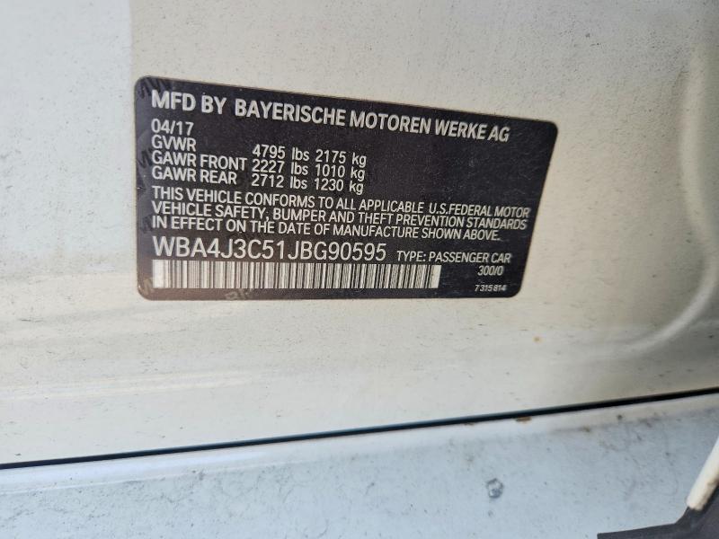 2018 Bmw 430xi მანქანა იყიდება აუქციონზე, vin: WBA4J3C51JBG90595, აუქციონის ნომერი: 61243276