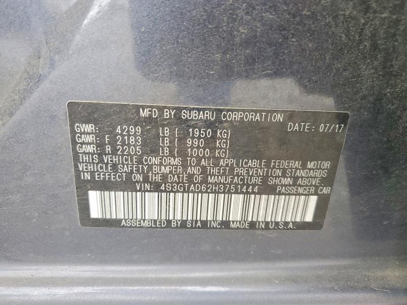 61192656 :رقم المزاد ، 4S3GTAD62H3751444 vin ، 2017 Subaru Impreza مزاد بيع