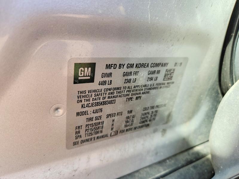 59272826 :رقم المزاد ، KL4CJESB5KB834823 vin ، 2019 Buick Encore مزاد بيع