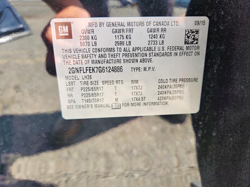 Продаж на аукціоні авто 2016 Chevrolet Equinox, vin: 2GNFLFEK7G6124886, номер лоту: 60158026