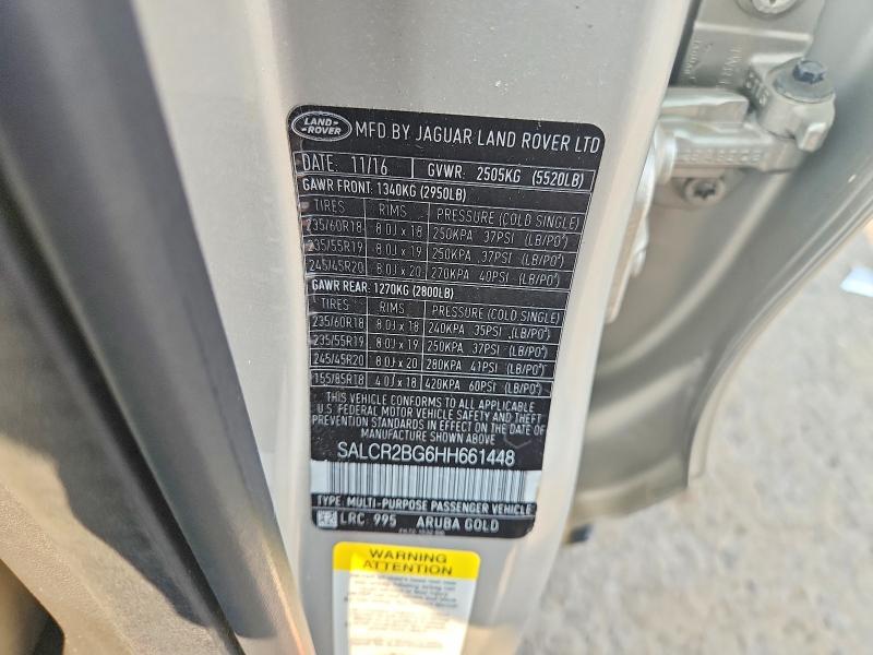 Продажа на аукционе авто 2017 Land Rover Discovery Sport, vin: SALCR2BG6HH661448, номер лота: 60833656