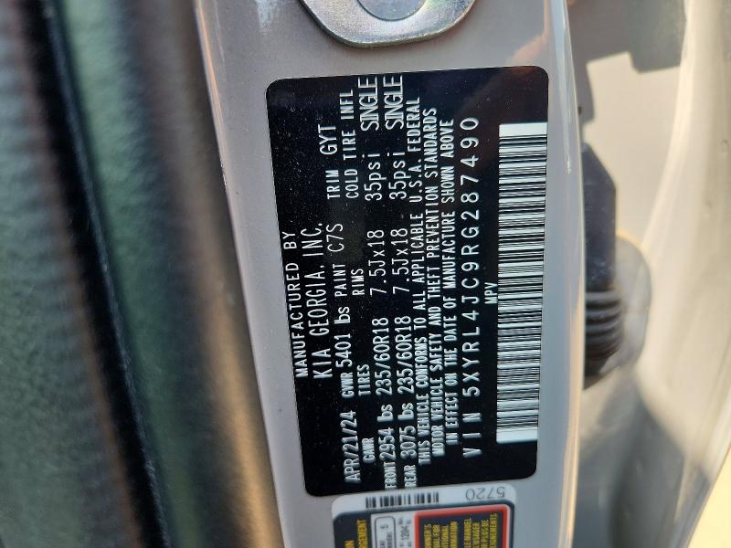 Продаж на аукціоні авто 2024 Kia Sorento, vin: 5XYRL4JC9RG287490, номер лоту: 62611216