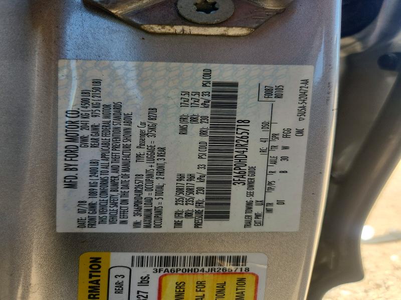 2018 Ford Fusion მანქანა იყიდება აუქციონზე, vin: 3FA6P0HD4JR265718, აუქციონის ნომერი: 62694606