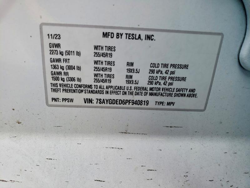 Продаж на аукціоні авто 2023 Tesla Model Y, vin: 7SAYGDED6PF940819, номер лоту: 63398126
