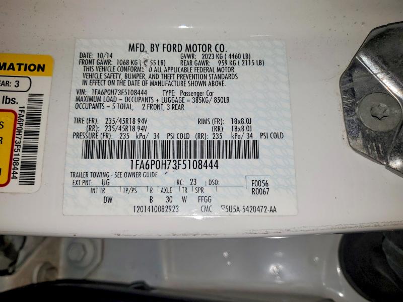 Aukcja sprzedaży 2015 Ford Fusion, vin: 1FA6P0H73F5108444, numer aukcji: 60512126