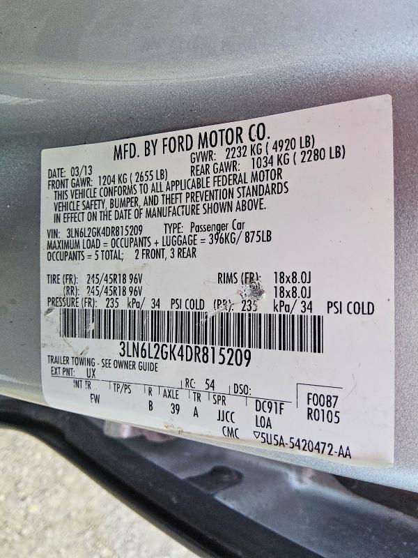 Aukcja sprzedaży 2013 Lincoln Mkz, vin: 3LN6L2GK4DR815209, numer aukcji: 63316566