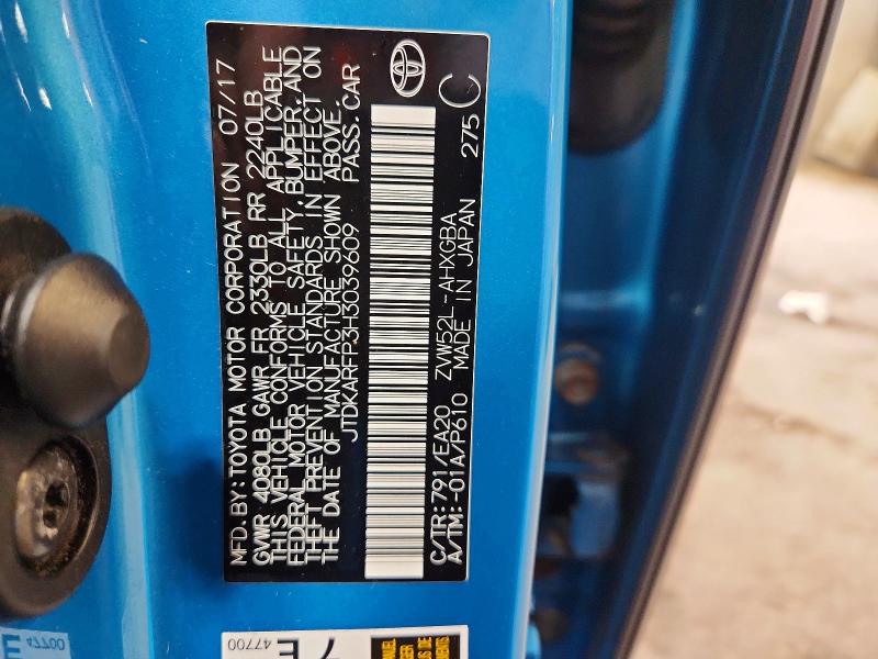 60052666 :رقم المزاد ، JTDKARFP3H3039609 vin ، 2017 Toyota Prius Prime مزاد بيع