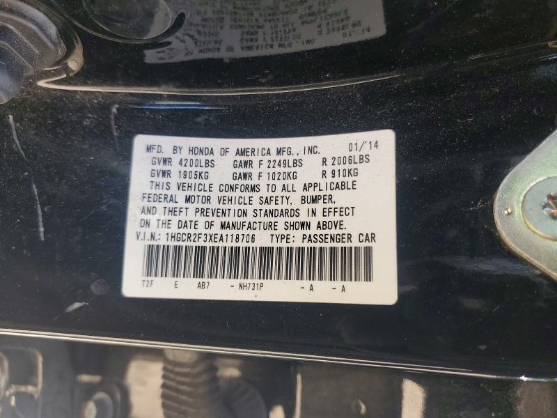 Продаж на аукціоні авто 2014 Honda Accord, vin: 1HGCR2F3XEA118706, номер лоту: 59871156