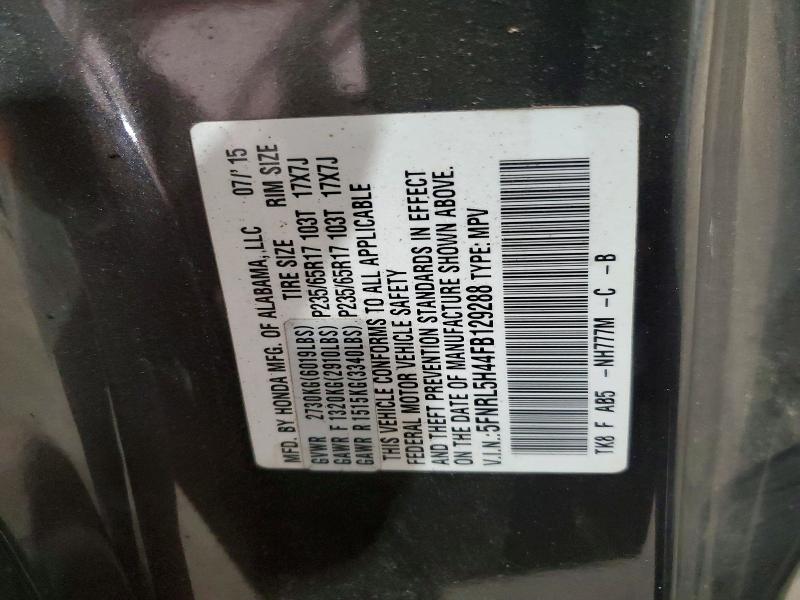 2015 Honda Odyssey მანქანა იყიდება აუქციონზე, vin: 5FNRL5H44FB129288, აუქციონის ნომერი: 61324956