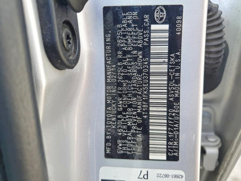 Auction sale of the 2014 Toyota Camry, vin: 4T1BF1FK5EU370345, lot number: 62239006