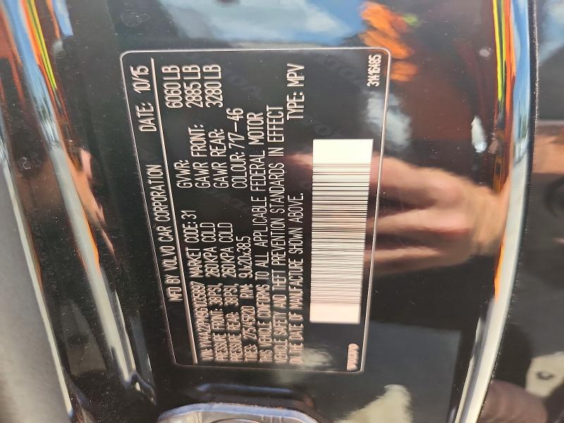 62081686 :رقم المزاد ، YV4A22PM9G1035897 vin ، 2016 Volvo Xc90 مزاد بيع