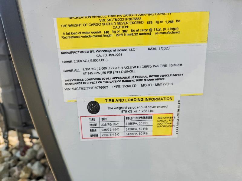 Aukcja sprzedaży 2023 Winnebago Micro Minn, vin: 54CTM2G21P3076663, numer aukcji: 61380646